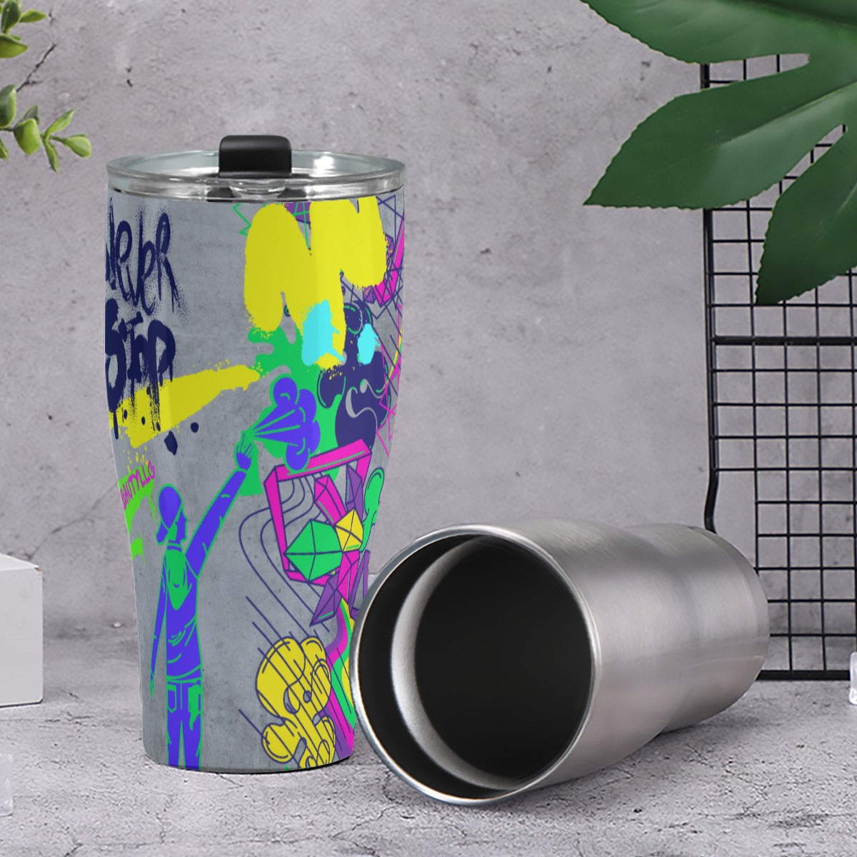 Cone Tumbler 30oz Graffiti, Paint, Art, Spray Painting, Don't Give Up, Inspirational, Motivational (Designed by Dunbi)