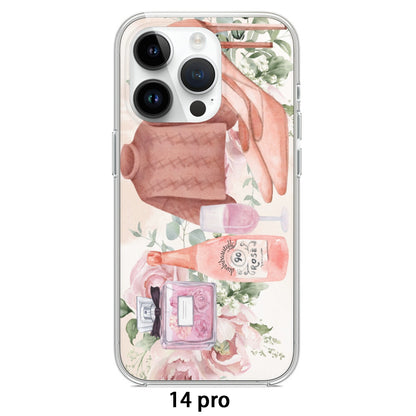 iPhone14 Series Mobile Phone Case | TPU  Dusty Rose, Pink, Perfume, High Heels Champagne & Roses, Aesthetic, Feminine, Fashion (Designed by Dunbi)