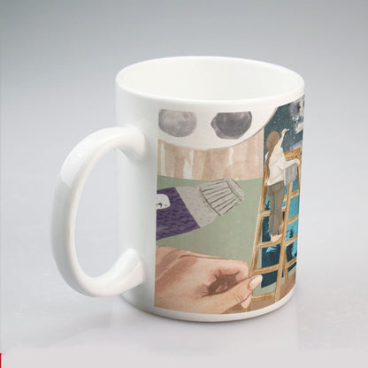 All-over print mug This is My Canvas, Art, Oil Paints, Watercolor, Moon, Stars, Girls, Teamwork, Friendship (Designed by Dunbi)