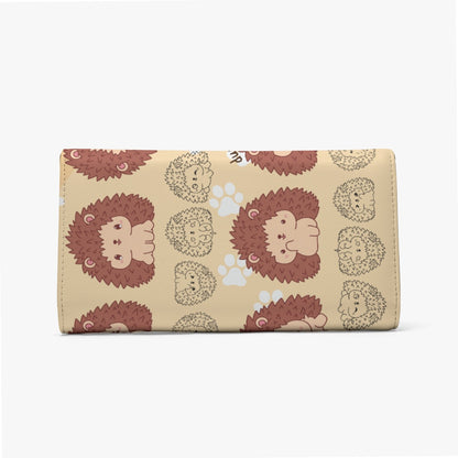 Foldable Wallet Hedgehog, Kawaii, Animals, Paw Prints, Happy, Cute, Sleepy, Baby Animals, Brown, White (Designed by Dunbi)