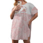 All-Over Print Women's Drop-Shoulder T-Shirt with Side Split and Shorts (Plus Size) Cute Teddy Bear, Tea Party, Ribbon, Bows, Cakes, Cute, Victorian, Doll, Cute Girl, Pink Style 2, Roses (Designed by Dunbi)