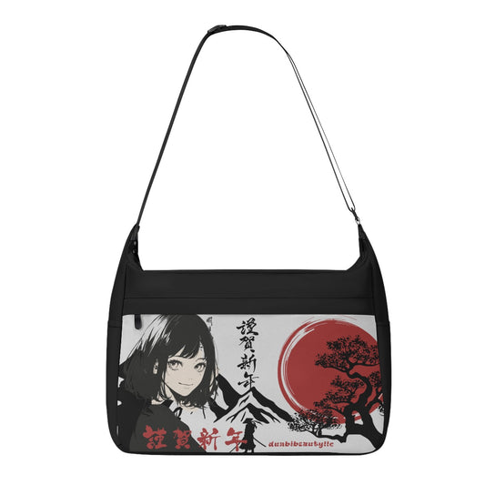 Messenger Bag Japan, Japanese, Red, Samurai, Pretty Girl, Tiger, Kanji, Mountains (Designed by Dunbi)