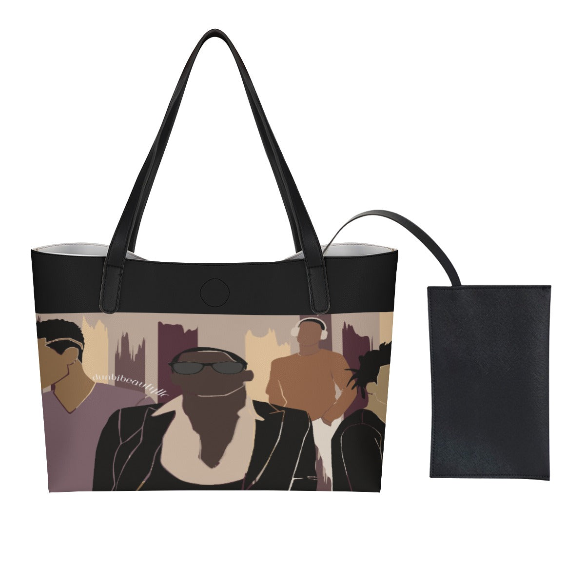 Shopping Tote Bag With Black Mini Purse  Black Men, Music, Sophistication, Style, Youth, (Designed by Dunbi)