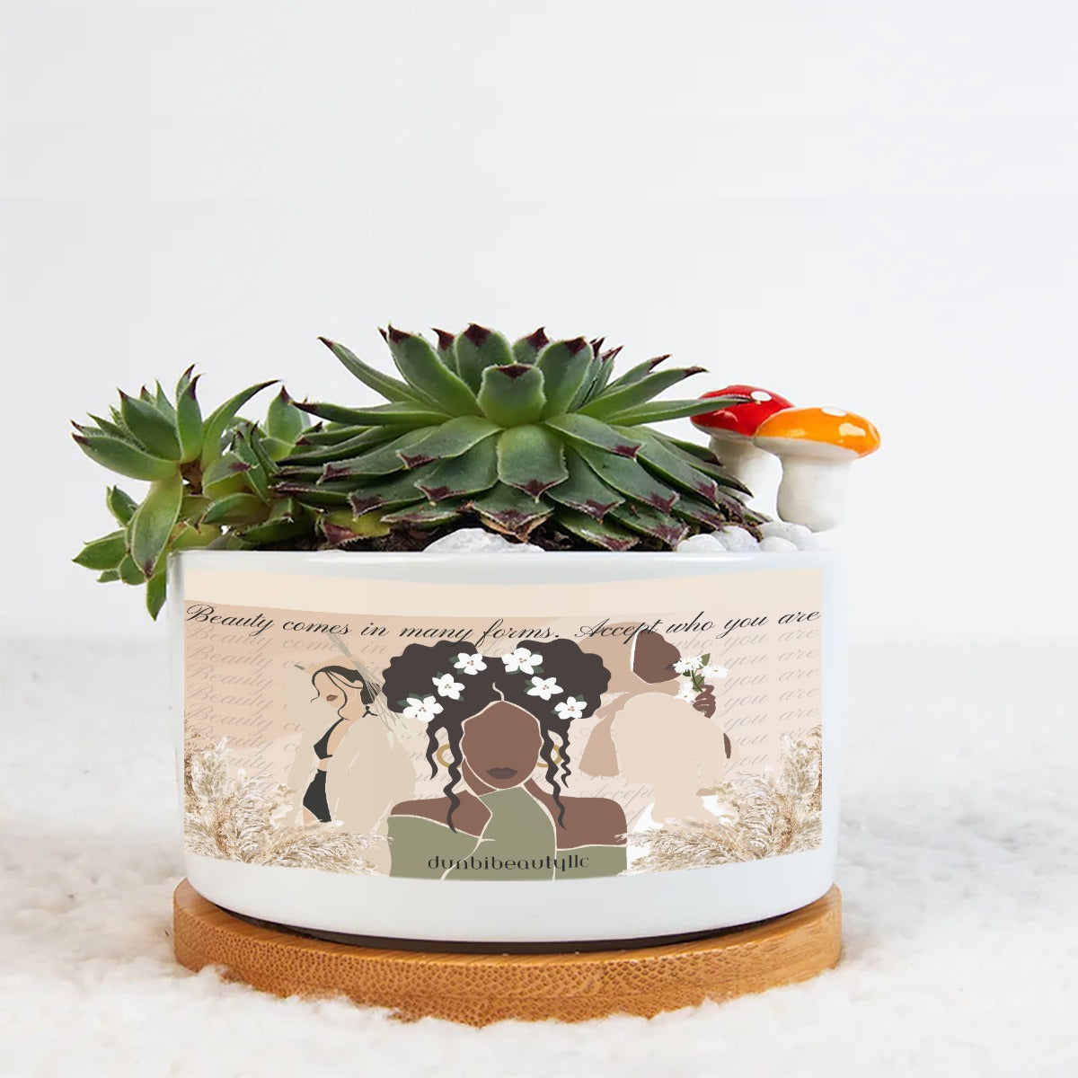 Single Side Printing Flowerpot Black Woman, Asian Woman, Muslim Woman, Beauty, Elegance (Designed by Dunbi)