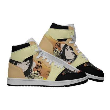 Women's Synthetic Leather Stitching Shoes Japan, Japanese, Red, Crane, Architecture, Pretty Girl, Tiger, Kanji, Sunrise (Designed by Dunbi)