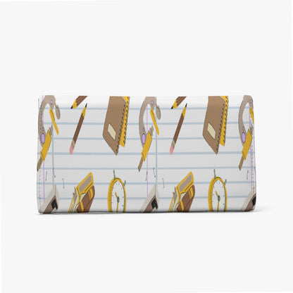 Foldable Wallet Back to School, Teacher, Student, Notebooks, School Supplies, Backpack, Brown, Gold, Gray, Notebook Paper (Designed by Dunbi)