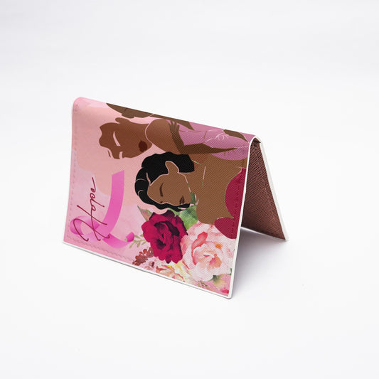 PU Card Bag Unity, Hope, Pink, Hot Pink, Burgundy, Roses, Breast Cancer Awareness, Women, Black, Hispanic, White, Hair, Smooth (Designed by Dunbi)