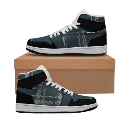 Men's Synthetic Leather Stitching Shoes Dark Navy Plaid (Designed by Dunbi) Yoycol