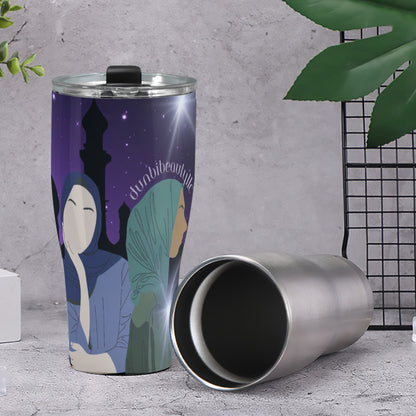 Cone Tumbler 30oz Muslim Women, Arabian Moonlit Night, Evening, Friendship (Designed by Dunbi)