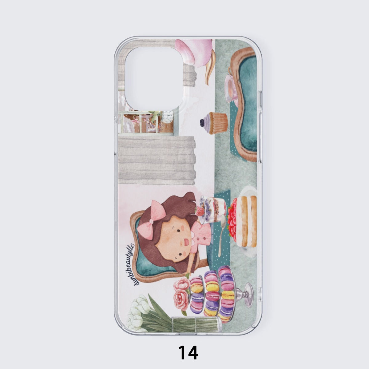 iPhone14 Series Mobile Phone Case | TPU Girl, Tea Party, Happy, Cute, Cake, Macarons, Cupcake, Tea, Snacks, Party, Bow, Parfait, Dessert (Designed by Dunbi)