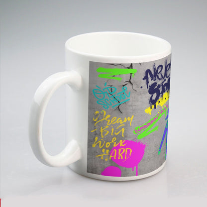 All-over print mug Graffiti, Paint, Art, Spray Painting, Don't Give Up, Inspirational, Motivational (Designed by Dunbi)