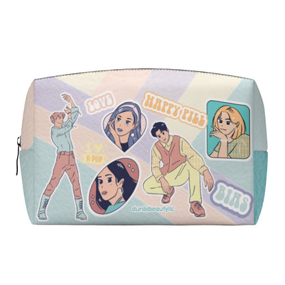 PU Cosmetic Bag KPOP Inspired, BTS, Enhyphen, Pastel, Ive, Aespa, Bias, Happy Pill, Love, I Love KPOP, Idol, Music (Designed by Dunbi)