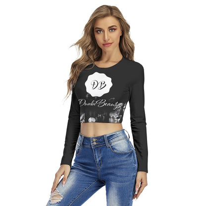 All-Over Print Women's Round Neck Crop Top T-Shirt DunbiBeauty, LLC Logo (Designed by Dunbi)