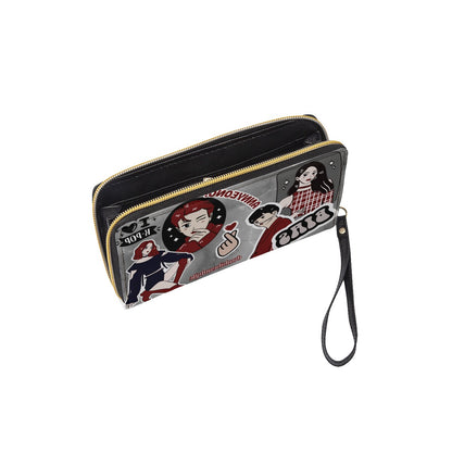 Long Wallet With Black Hand Strap Kpop Inspired, Itzy, BTS, BLACKPINK, Annyeong, Bias, I Love Kpop, Marble, Black and Red, Idol Ryujin, Jin (Designed by Dunbi)