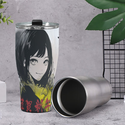 Cone Tumbler 30oz Japan, Japanese, Red, Blue, Green, Yellow, Architecture, Pretty Girl, Tiger, Kanji, Nature, Mountain, Watercolor (Designed by Dunbi)