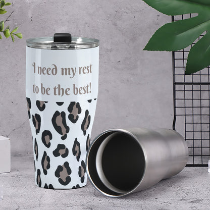 Cone Tumbler 30oz I Need My Rest to be the Best Slogan #2 Pink Leopard Print (Designed by Dunbi)