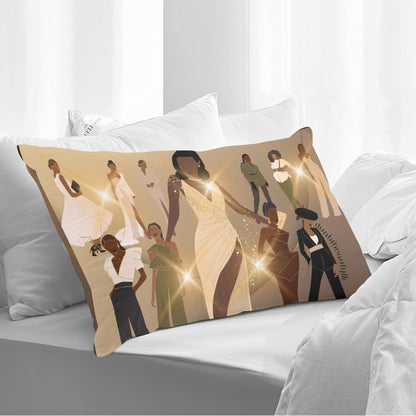 Double Side Printing Pillow Cover（1PC）Black Women in Fashion, Style, Trendsetter, Beauty, Edge, Grace, Elegance, Confidence, Glowing, (Designed by Dunbi)