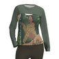 All-Over Print Women's Two-piece Sport Sweatshirt Black Woman with Flowers, Green, Grace, Beauty (Designed by Dunbi)