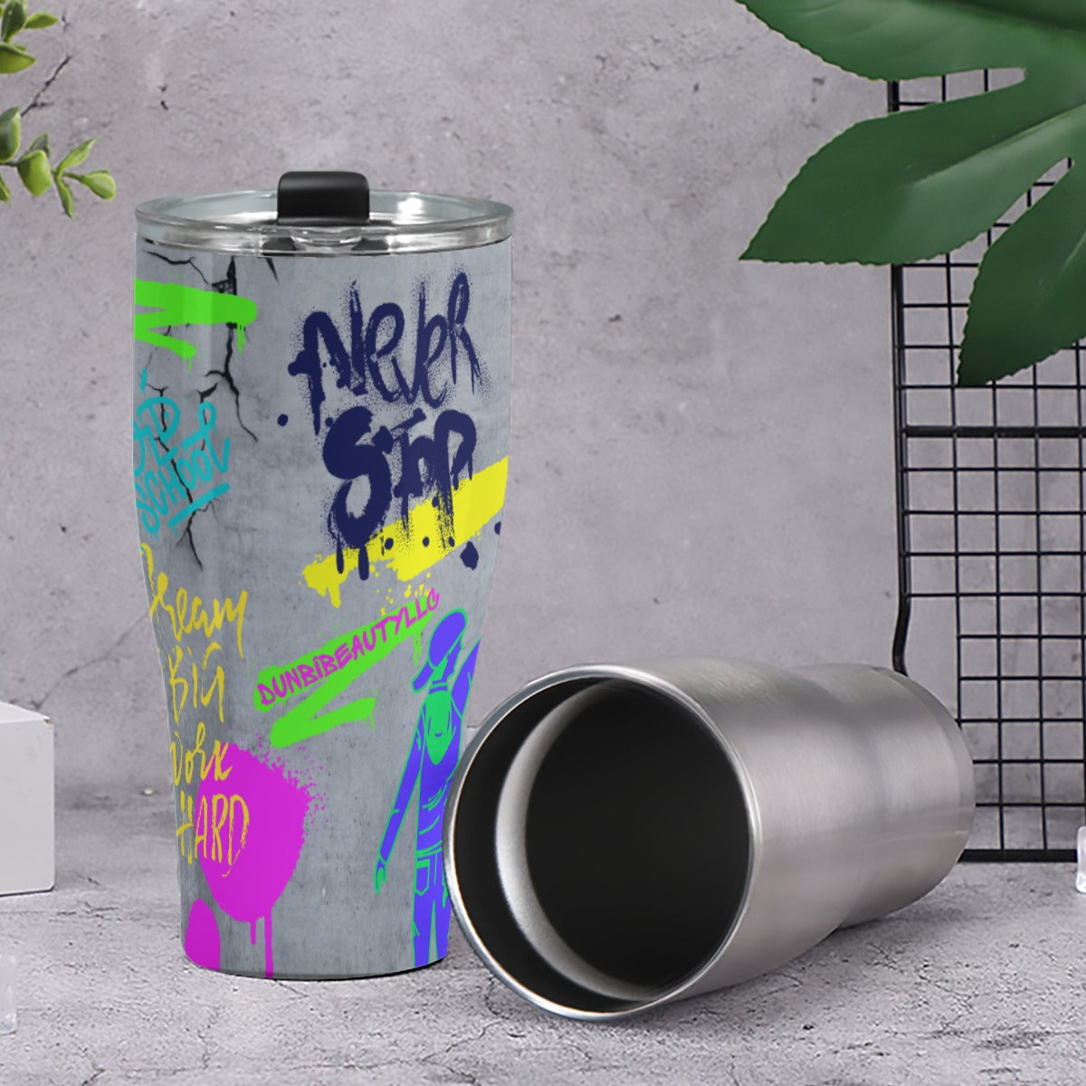 Cone Tumbler 30oz Graffiti, Paint, Art, Spray Painting, Don't Give Up, Inspirational, Motivational (Designed by Dunbi)