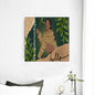 Framed Single Piece Mural | Square Black Woman with Flowers, Green, Grace, Beauty (Designed by Dunbi)