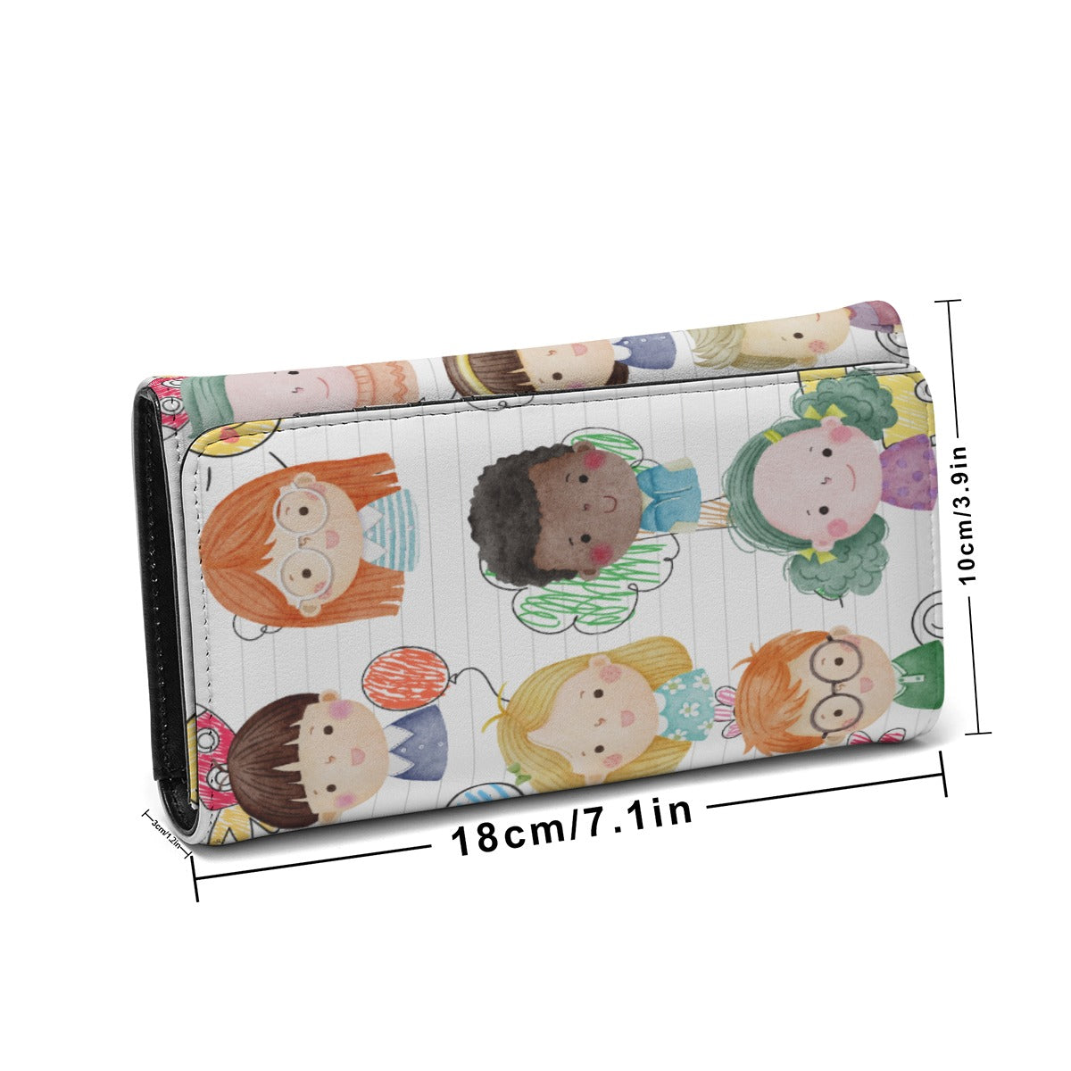 Foldable Wallet Kids, Notebook, Rocket, Sun, Smiley, School Bus, Tree, Flowers, Hearts, Clouds, Nature, Children, Boys, Girls, Friendship (Designed by Dunbi)