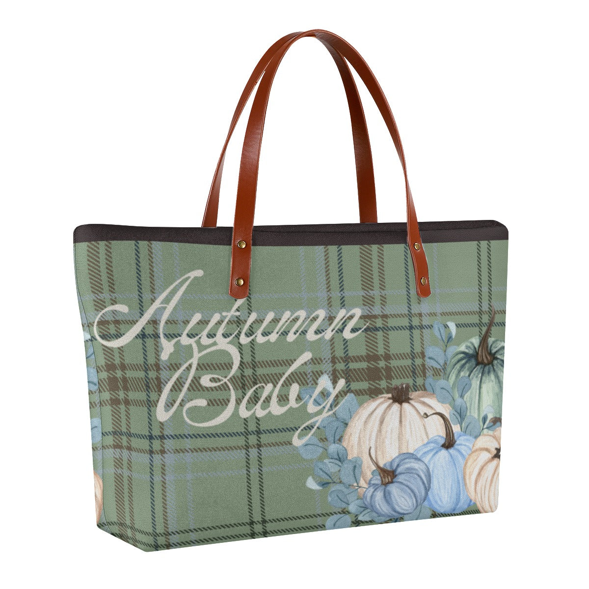 Women's Tote Bag | Diving Cloth Green Plaid Autumn Baby  (Designed by Dunbi) Yoycol