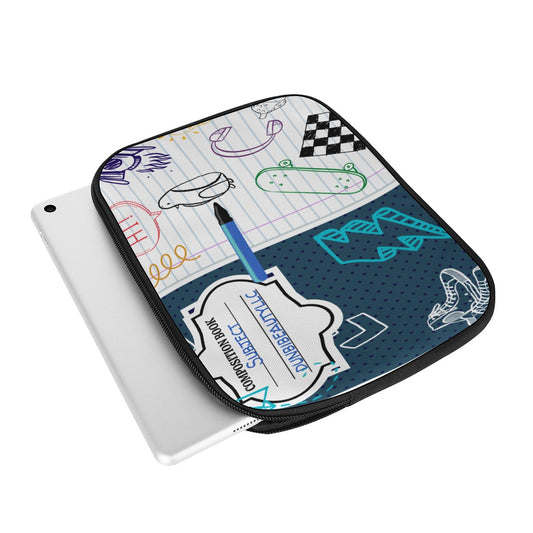 iPad Bag Back to School, Composition Notebook Style, Doodles, Scribbles, Writing, Boy, Blue (Designed by Dunbi)