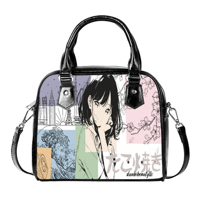 Handbag With Single Shoulder Strap Japanese, Japan, Girl, Kawaii, Cute, Anime, Manga Style, Peace, Sushi, Tokyo, Cherry Blossoms (Designed by Dunbi)