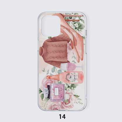 iPhone14 Series Mobile Phone Case | TPU  Dusty Rose, Pink, Perfume, High Heels Champagne & Roses, Aesthetic, Feminine, Fashion (Designed by Dunbi)