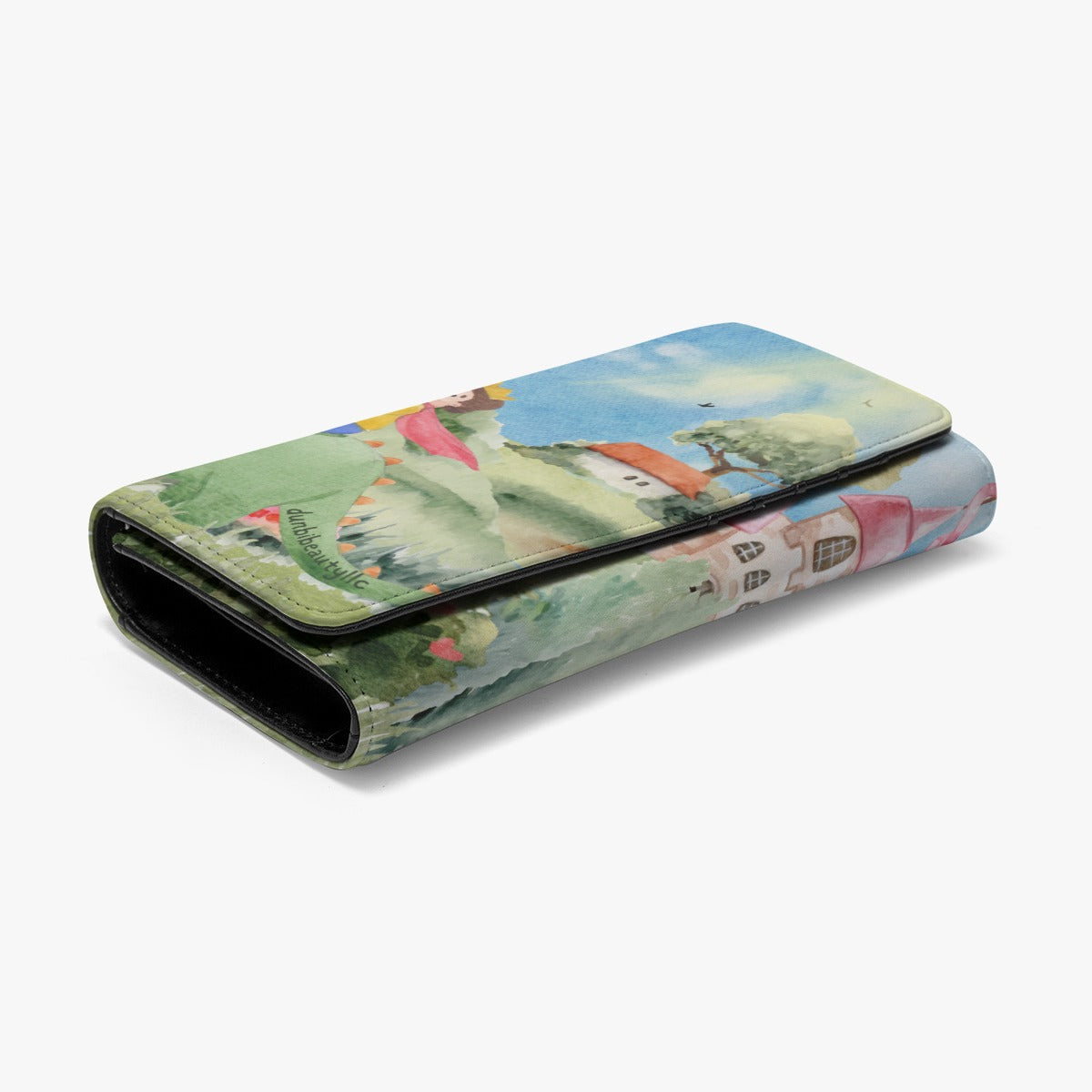 Foldable Wallet Boy, Watercolor, Castle, Dragon, Garden, Prince, Crown, Cape, Wooden Sword, Clouds (Designed by Dunbi)