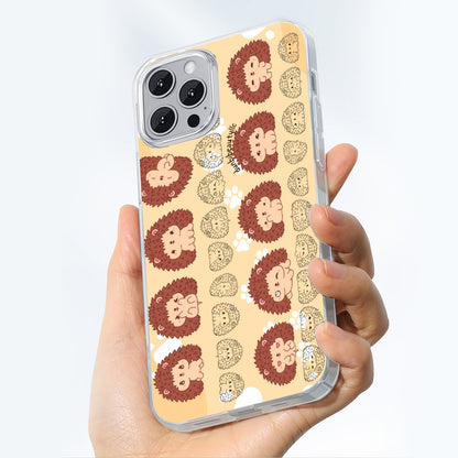 iPhone14 Series Mobile Phone Case | TPU Hedgehog, Kawaii, Animals, Paw Prints, Happy, Cute, Sleepy, Baby Animals, Brown, White (Designed by Dunbi)