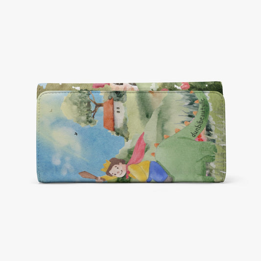 Foldable Wallet Boy, Watercolor, Castle, Dragon, Garden, Prince, Crown, Cape, Wooden Sword, Clouds (Designed by Dunbi)