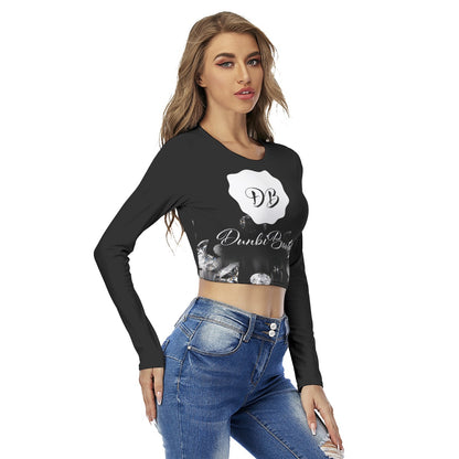 All-Over Print Women's Round Neck Crop Top T-Shirt DunbiBeauty, LLC Logo (Designed by Dunbi)