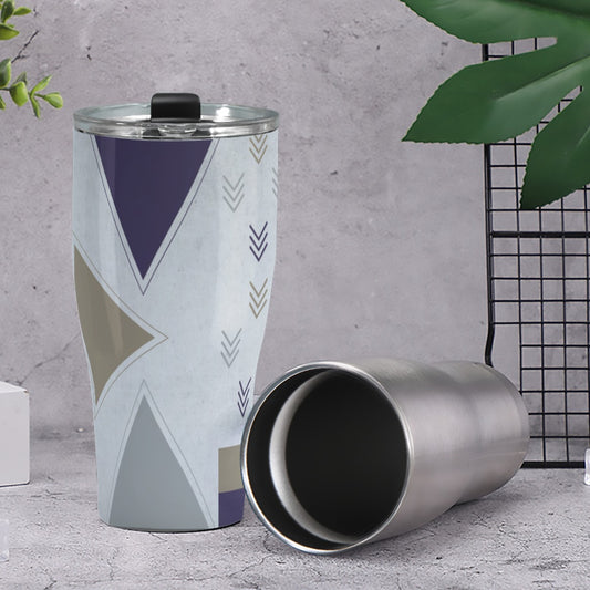 Cone Tumbler 30oz Gray, Purple and Gold Geometric Print (Designed by Dunbi)