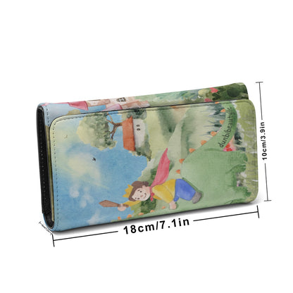 Foldable Wallet Boy, Watercolor, Castle, Dragon, Garden, Prince, Crown, Cape, Wooden Sword, Clouds (Designed by Dunbi)