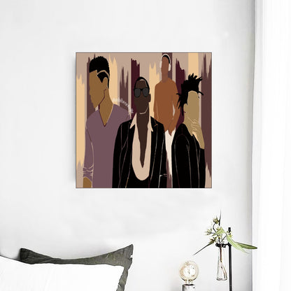 Framed Single Piece Mural | Square Black Men, Music, Sophistication, Style, Youth, (Designed by Dunbi)