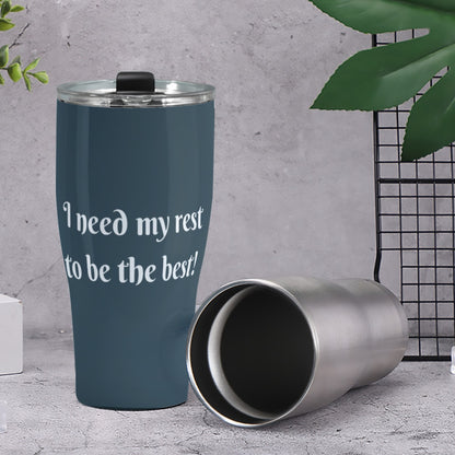 Cone Tumbler 30oz I Need My Rest to be the Best Slogan in Blue Leopard Print (Designed by Dunbi)