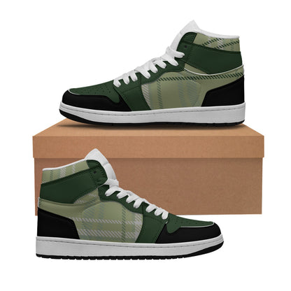 Men's Synthetic Leather Stitching Shoes Green Plaid (Designed by Dunbi) Yoycol