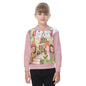 All-Over Print Oversized Kid's Hoodie Watercolor, Candy, Pastel, Lollypops, Chocolate, Treats, Dessert, Girls, Friends, Rainbow, Candy Shop, Hot Air Balloon, Cake Pops, Chocolate Clouds (Designed by Dunbi)