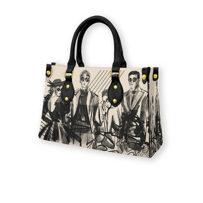 Women's Tote Bag With Black Handle Vintage-Modern, Fashion Forward Men & Women, Charcoal Art Style, Geometric, Chic, Stylish, Avant Garde, Runway (Designed by Dunbi)