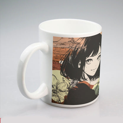 All-over print mug Japan, Japanese, Red, Crane, Architecture, Pretty Girl, Tiger, Kanji, Sunrise (Designed by Dunbi)