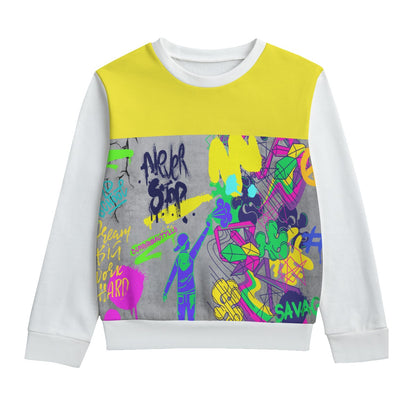 All-Over Print Kid's Round Neck Sweatshirt | 310GSM Cotton Graffiti, Paint, Art, Spray Painting, Don't Give Up, Inspirational, Motivational (Designed by Dunbi)