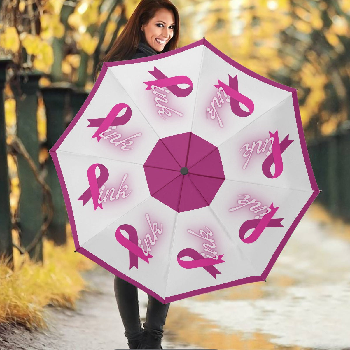 Umbrella White and Pink Breast Cancer Awareness (Designed by Dunbi) Yoycol