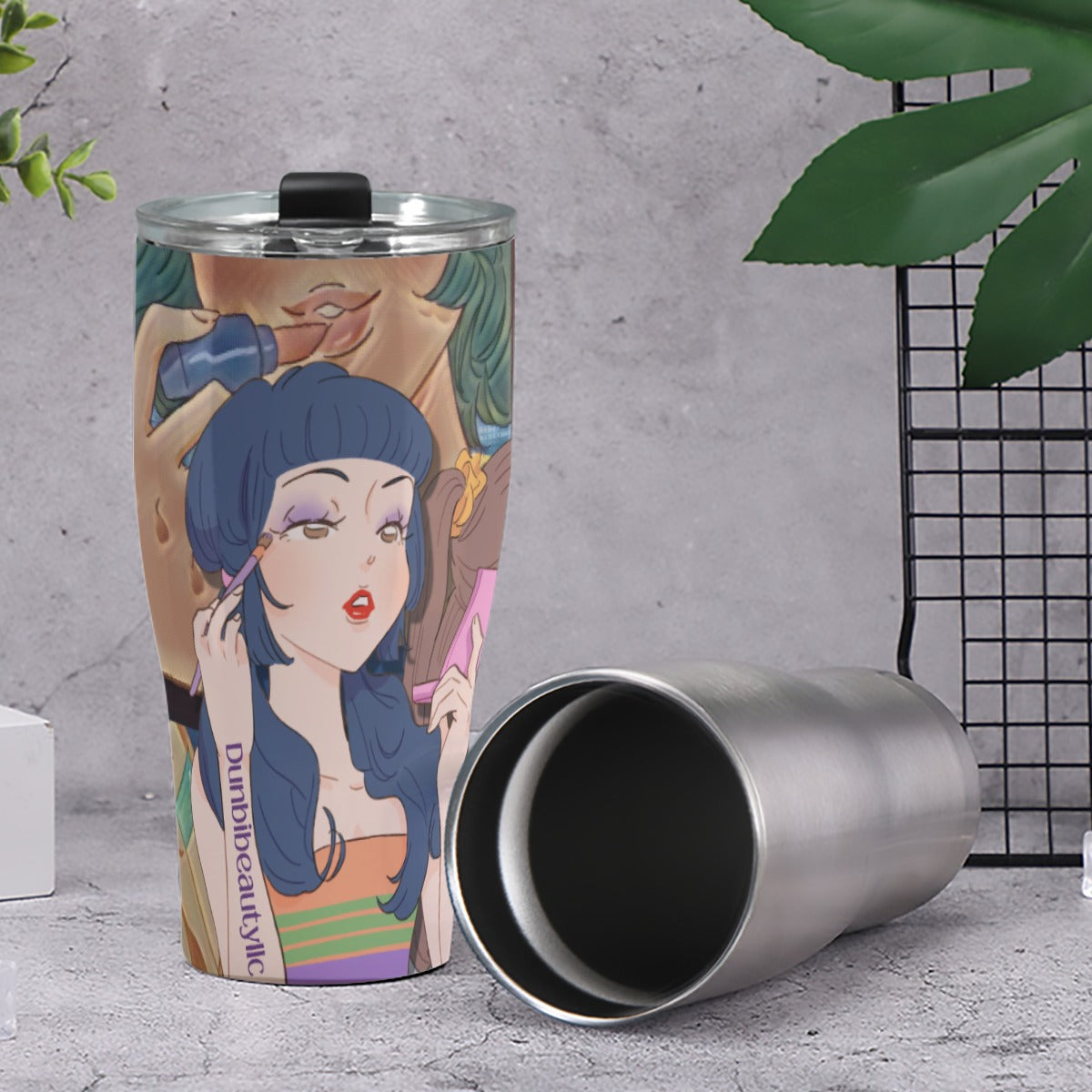 Cone Tumbler 30oz Retro, Makeup, Korean Girls, Hair, Fashion, Lipstick, Mascara, Girl Gang (Designed by Dunbi)