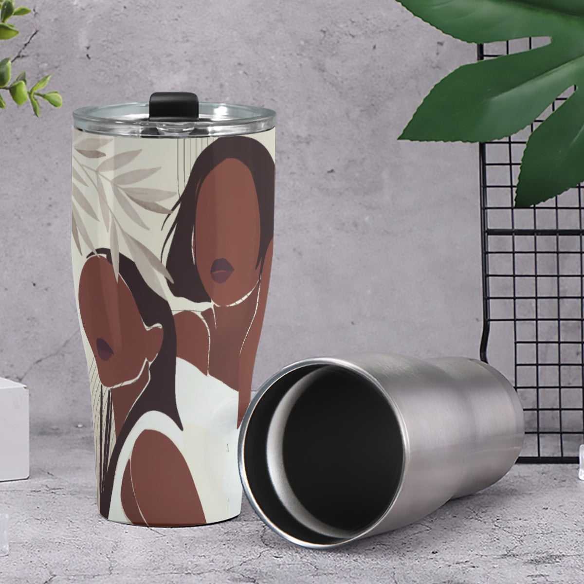 Cone Tumbler 30oz Black Women, Friends, Beige, Cream, Unity, Melanin, Brown Skin, Unique (Designed by Dunbi)