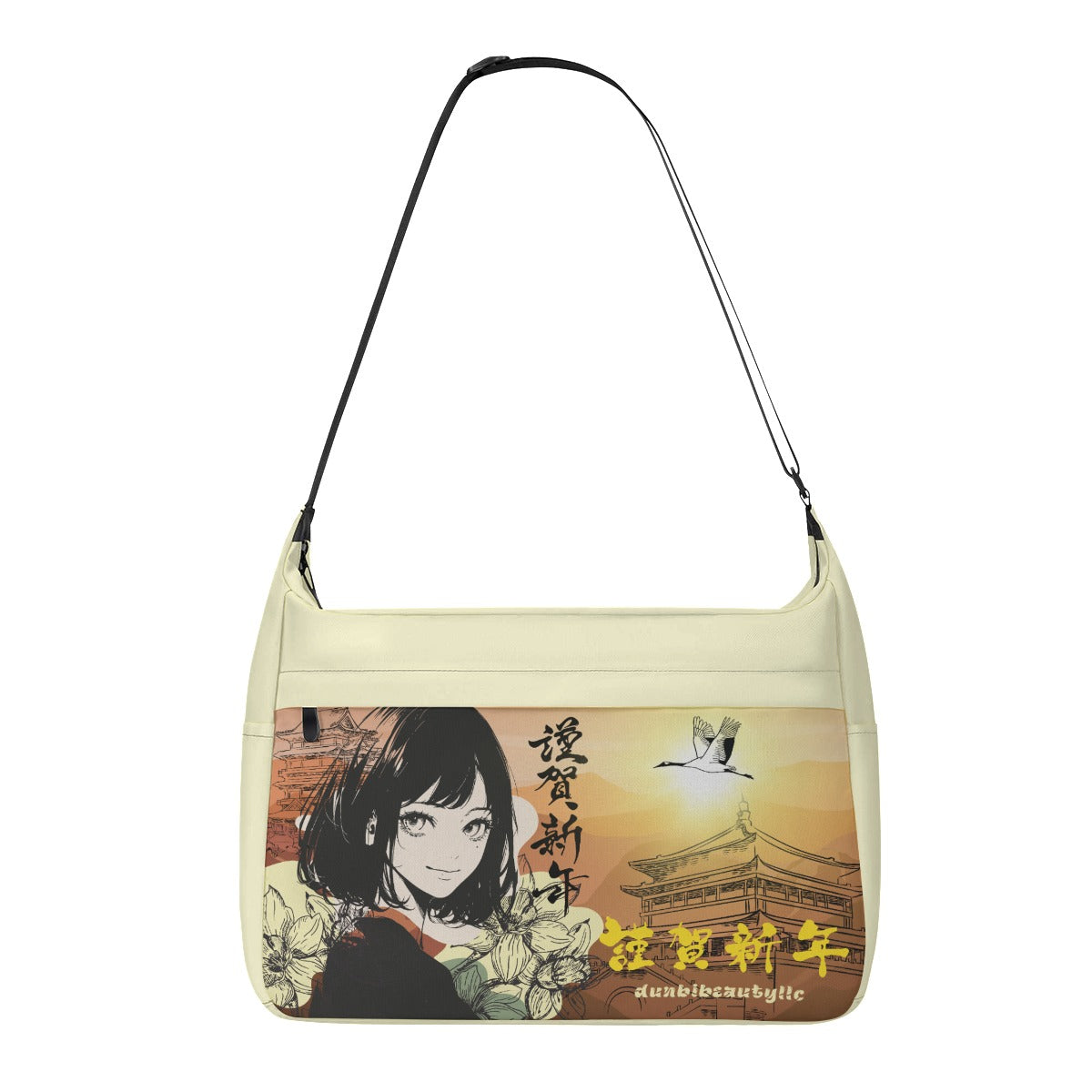 Messenger Bag Japan, Japanese, Red, Crane, Architecture, Pretty Girl, Tiger, Kanji, Sunrise (Designed by Dunbi)