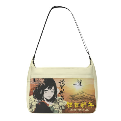 Messenger Bag Japan, Japanese, Red, Crane, Architecture, Pretty Girl, Tiger, Kanji, Sunrise (Designed by Dunbi)