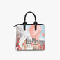 Fashion Square Tote Bag Love Up in a Hot Air Balloon, Paris, Eiffel Tower, Dove, Flowers, Girl, Sky, Hearts (Designed by Dunbi)