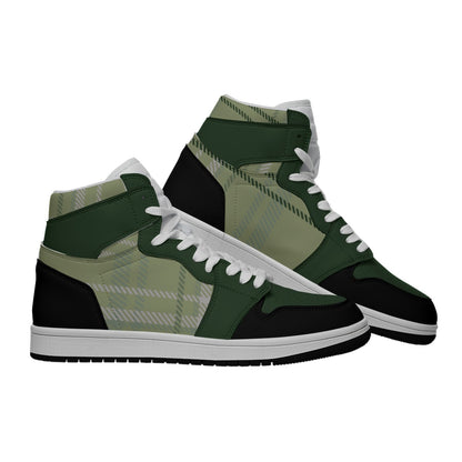 Men's Synthetic Leather Stitching Shoes Green Plaid (Designed by Dunbi) Yoycol