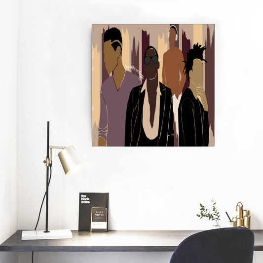 Framed Single Piece Mural | Square Black Men, Music, Sophistication, Style, Youth, (Designed by Dunbi)